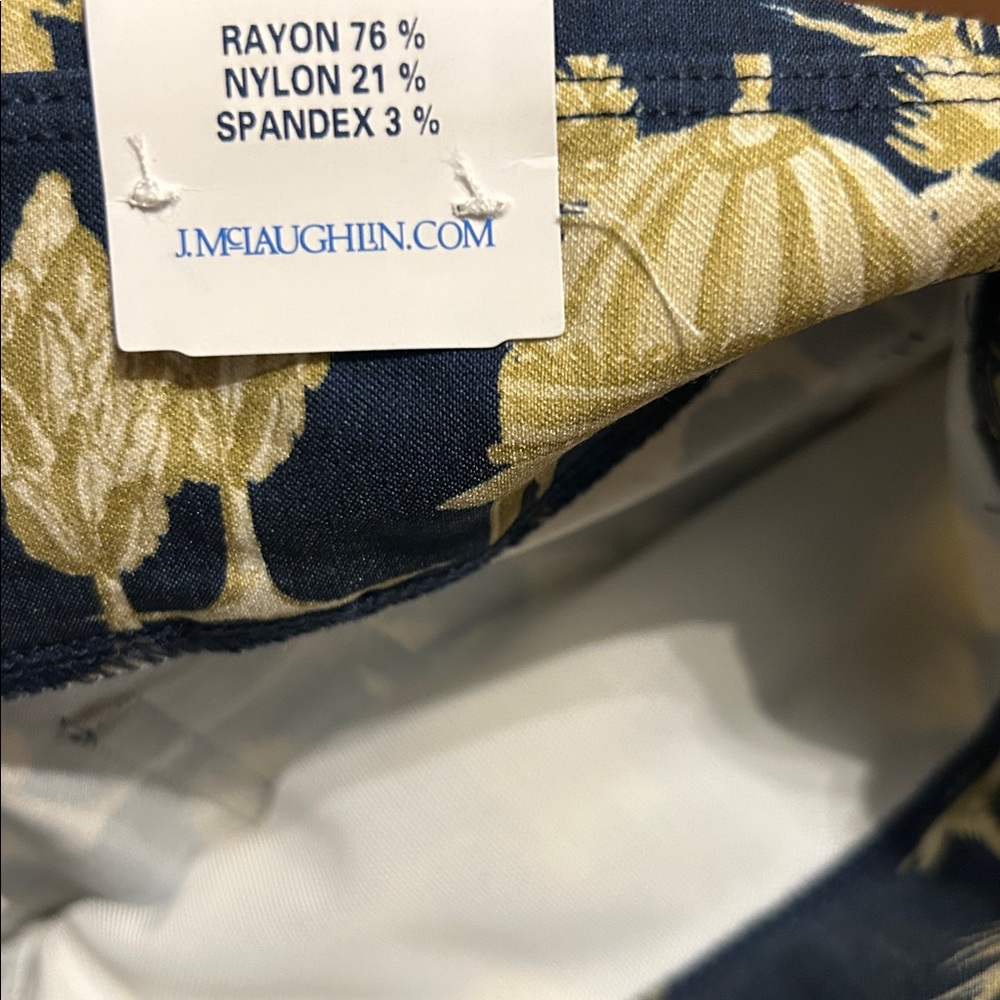 J.McLaughlin Masie Pants Size 6 Navy & Tan Desert Toile Stretch Slim Pant NEW - Picture 8 of 9